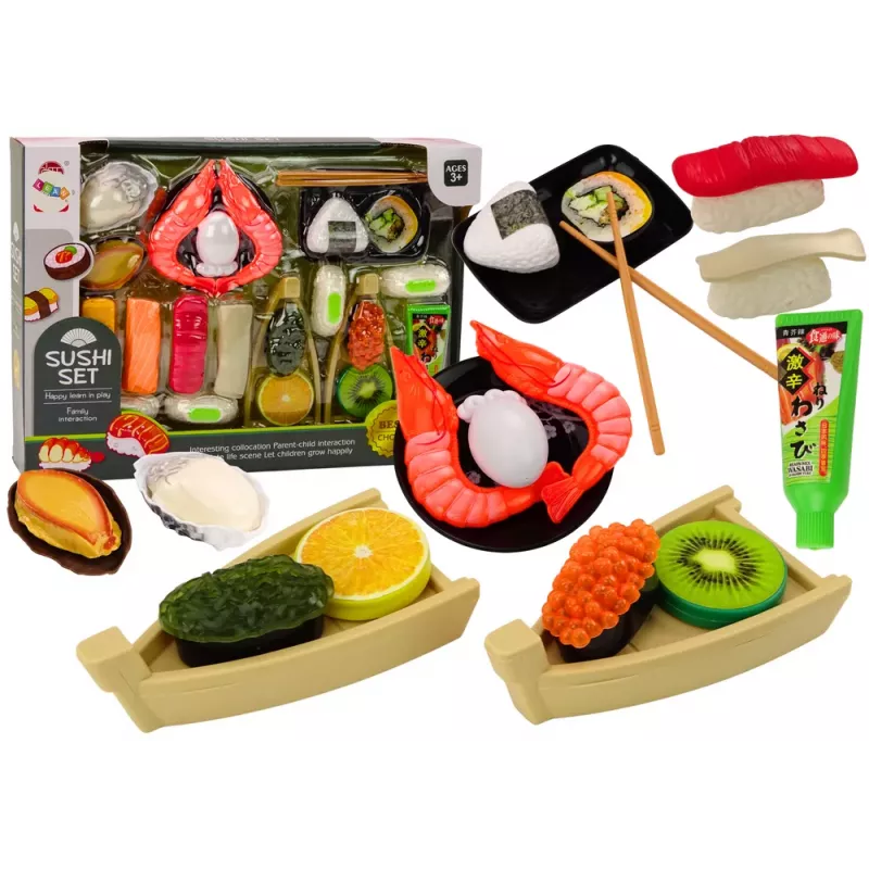 LEAN TOYS Sushi žaislų rinkinys su krevetėmis, 24 dalys