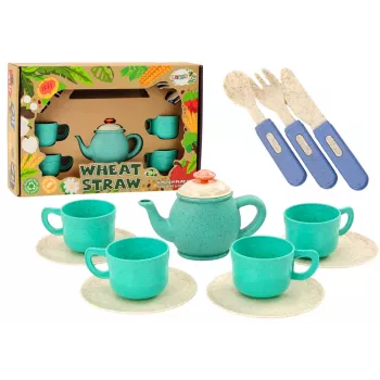 LEAN TOYS Disney Frozen stalo indų rinkinys 22 vnt. – puodeliai, lėkštutės, stalo įrankiai, arbatinukas