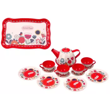 LEAN TOYS kavos ir arbatos servizas 15 dalių, raudonas, porcelianas