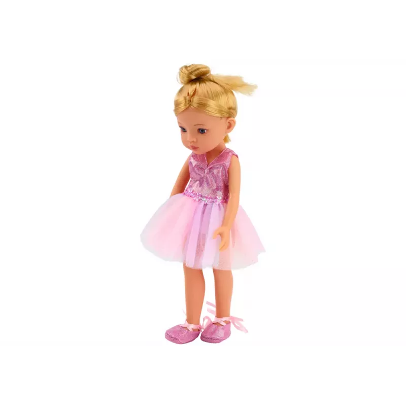 LEAN TOYS Pink Ballerina lėlė 33cm su suknele, baleto bateliais, tiara