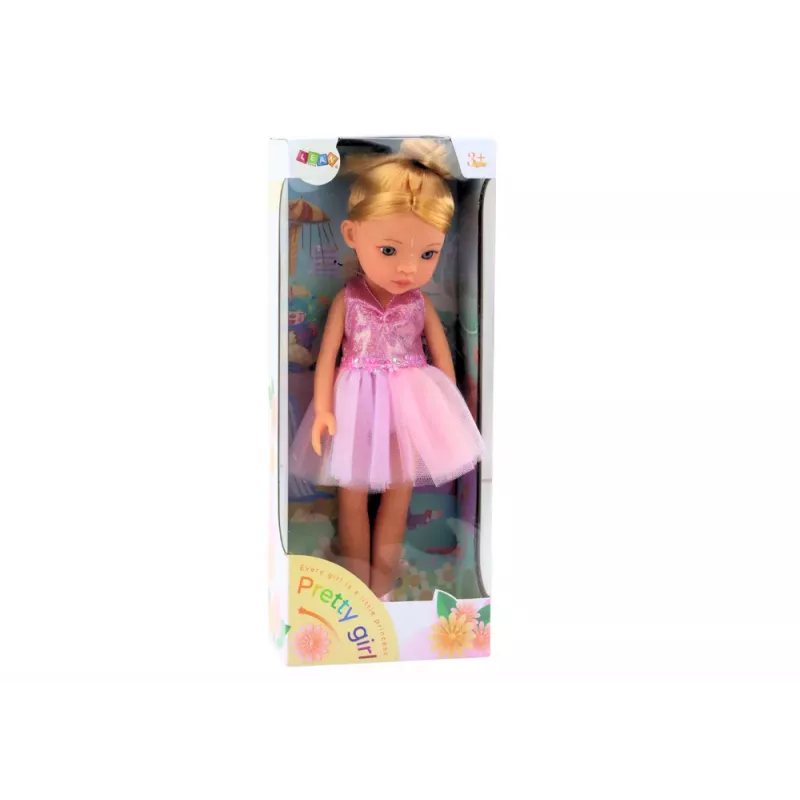 LEAN TOYS Pink Ballerina lėlė 33cm su suknele, baleto bateliais, tiara