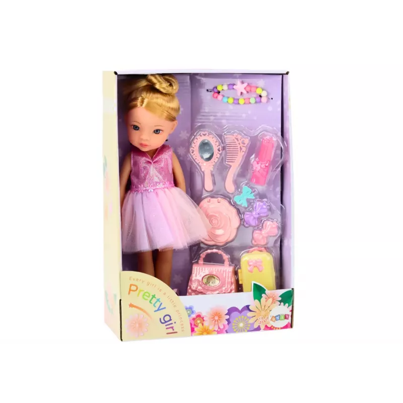 LEAN TOYS Balerinos lėlė su rožiniais baleto aksesuarais