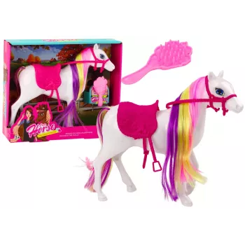 LEAN TOYS Horse Figurine White Horse Grooming Saddle Stable Farm Cute Horse