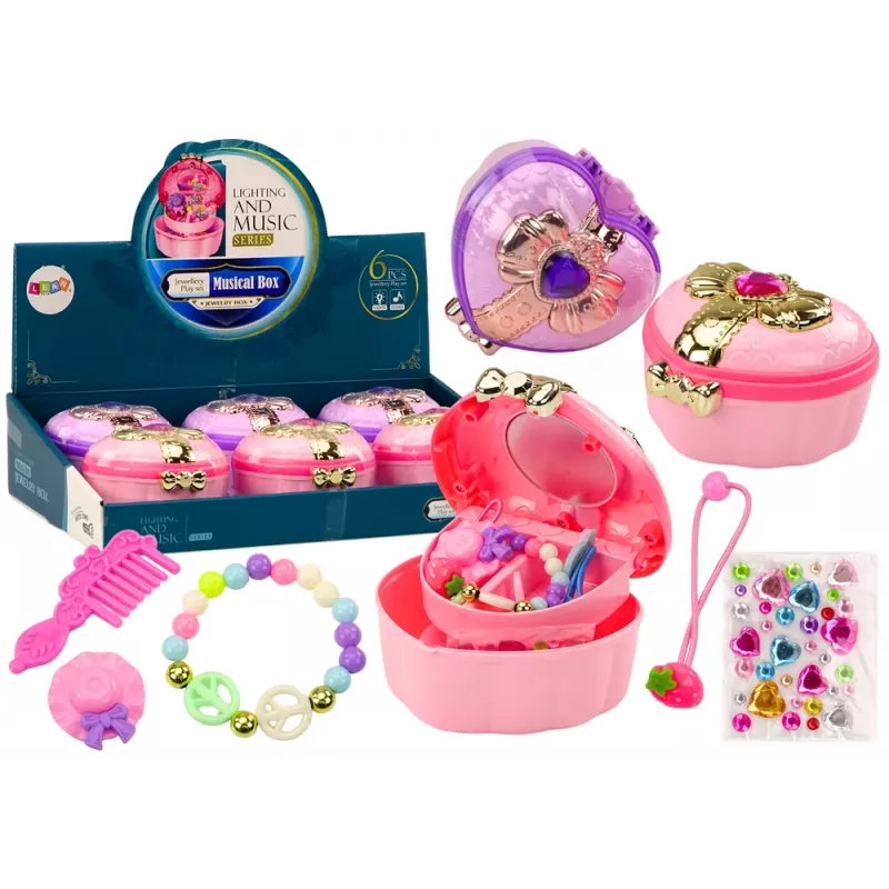 LEAN TOYS Dekoratyvinių dėžučių rinkinys: Skrynia, Širdelė, Papuošalų dėžutė, Aksesuarai MIX