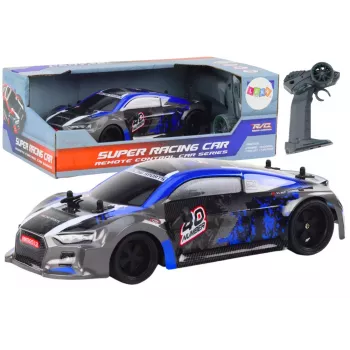 LEAN TOYS RC Remote Control Car 1:18 Rubber Wheels Drift Blue
