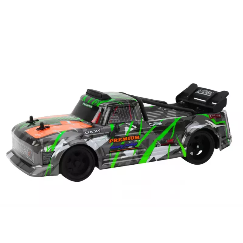 LEAN TOYS RC nuotoliniu valdymu automobilis 1:16 su guminiais dreifavimo ratais Pilka-Žalia