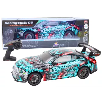LEAN TOYS Didelis nuotoliniu valdymu valdomas sportinis automobilis 1:8 su šviesomis, garsais ir grafiti dizainu