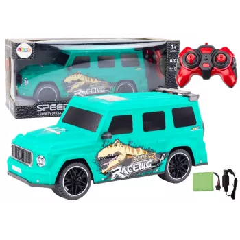 LEAN TOYS RC automobilis su dinozauru, 1:10 mastelis, žalias