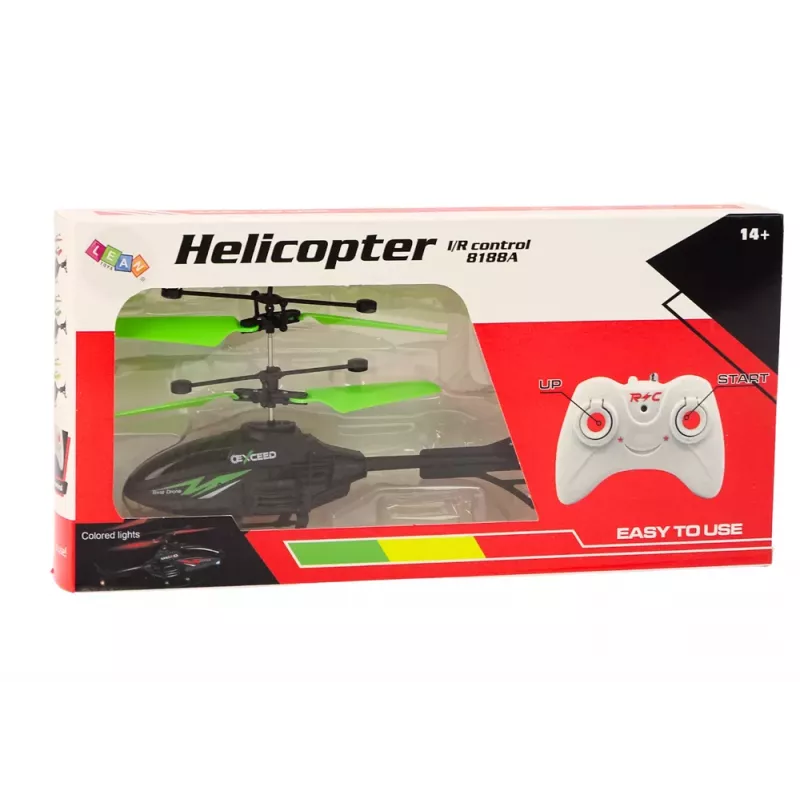 LEAN TOYS nuotoliniu valdymu valdomas RC sraigtasparnis su giroskopu, žalias