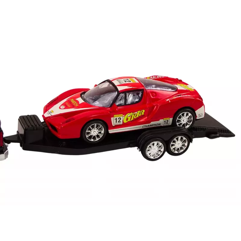 LEAN TOYS automobilių rinkinys su pikapu, vilkiku, puspriekabe, sportiniu ir visureigiu