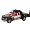 LEAN TOYS Policijos rinkinys su pikapu, visureigiu, vilkiku ir priekaba