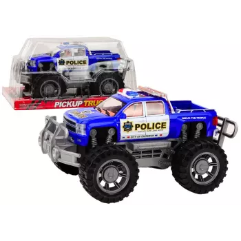 LEAN TOYS Policinis pikapas mėlynas – visureigis policijos automobilis