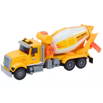 LEAN TOYS Yellow Concrete Mixer Truck With Friction Drive Light and Sound Effects