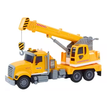 LEAN TOYS Truck Yellow Crane With Friction Drive Light and Sound Effects