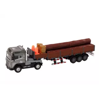 LEAN TOYS medvežimis su priekaba 1:24 mediniai rąstai garsas šviesa