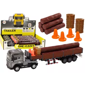 LEAN TOYS medvežimis su priekaba 1:24 mediniai rąstai garsas šviesa