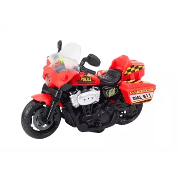 LEAN TOYS Policijos motociklas 1:10 Šviesos Garsai Baltas Raudonas