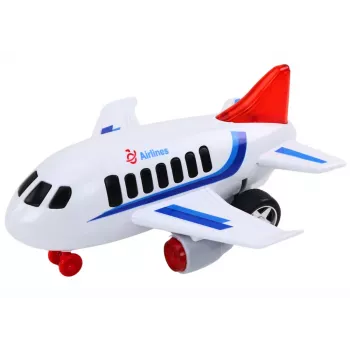 LEAN TOYS keleivinis lėktuvas su šviesomis, garsais ir varikliu – baltas
