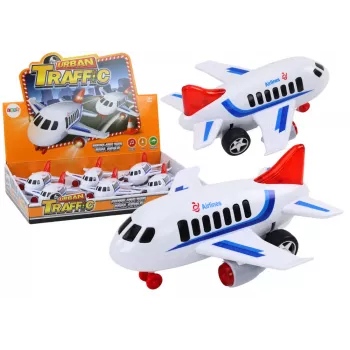 LEAN TOYS keleivinis lėktuvas su šviesomis, garsais ir varikliu – baltas