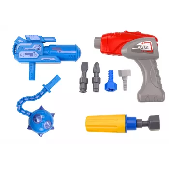 LEAN TOYS Atsukamasis robotas su grąžtu ir atsuktuvu, šviesos ir garso efektai, geltonas