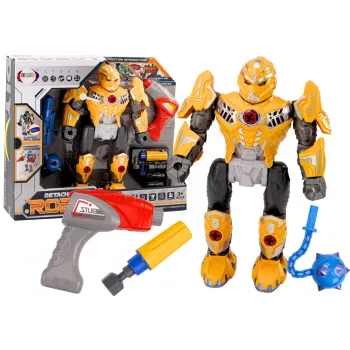LEAN TOYS Atsukamasis robotas su grąžtu ir atsuktuvu, šviesos ir garso efektai, geltonas