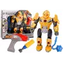 LEAN TOYS Atsukamasis robotas su grąžtu ir atsuktuvu, šviesos ir garso efektai, geltonas