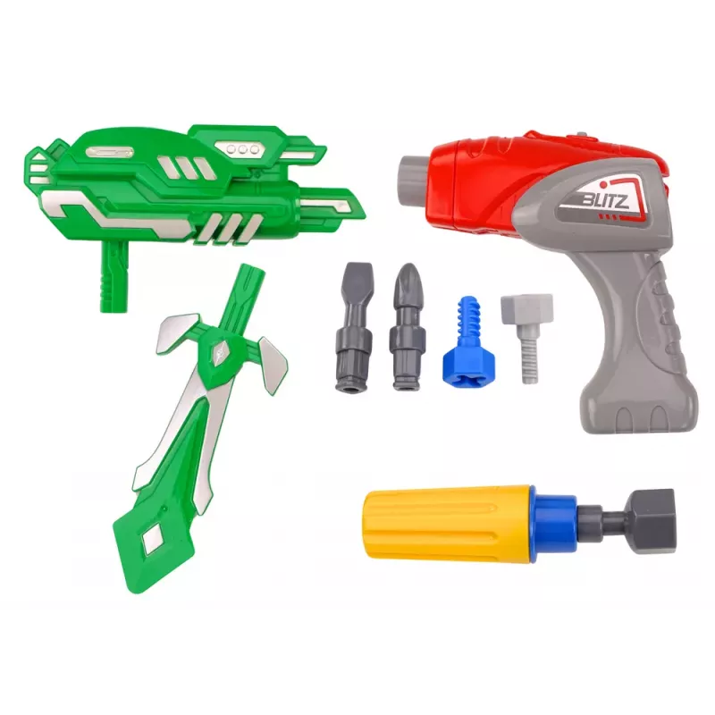 LEAN TOYS Screwing Robot Weapon Drill Screwdriver Light Sound Navy Blue