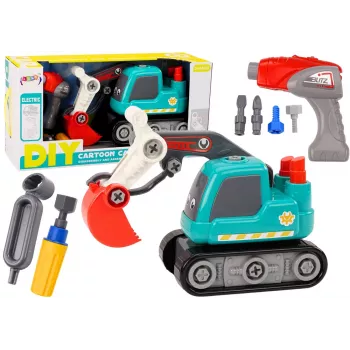 LEAN TOYS Cartoon Crawler Excavator For Turning DIY Turquoise