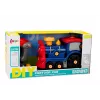 LEAN TOYS Cartoon Turning Locomotive DIY Building Blocks Kit Navy Blue 386 Pieces