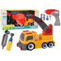 LEAN TOYS Kartono sunkvežimis su kranu išardymui DIY oranžinis