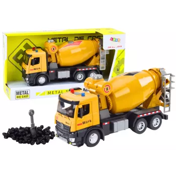 LEAN TOYS Yellow Concrete Mixer Truck, Friction Drive, Light and Sound