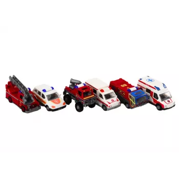 LEAN TOYS Base Fire Department Hospital Command Center Vehicles 6 pcs