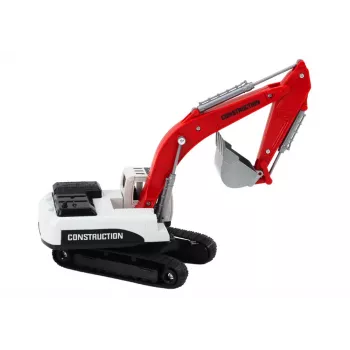 LEAN TOYS Crawler Excavator White and Red Metal Bucket