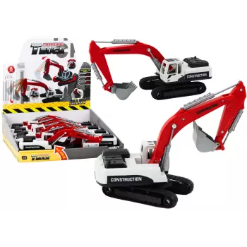 LEAN TOYS Crawler Excavator White and Red Metal Bucket