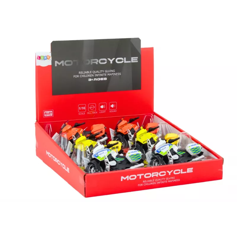 LEAN TOYS Sportinis motociklas su inercine pavara, 3 dizainai: geltona, oranžinė, balta