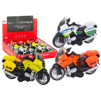 LEAN TOYS Sportinis motociklas su inercine pavara, 3 dizainai: geltona, oranžinė, balta