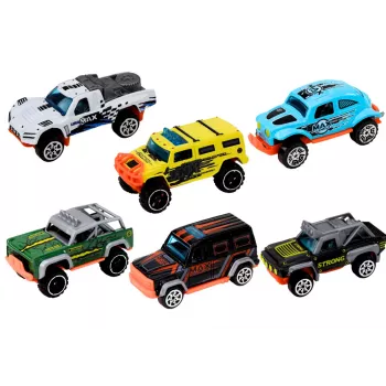 LEAN TOYS Metaliniai visureigiai 1:64, 6 vnt.