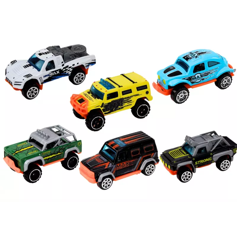 LEAN TOYS Metaliniai visureigiai 1:64, 6 vnt.