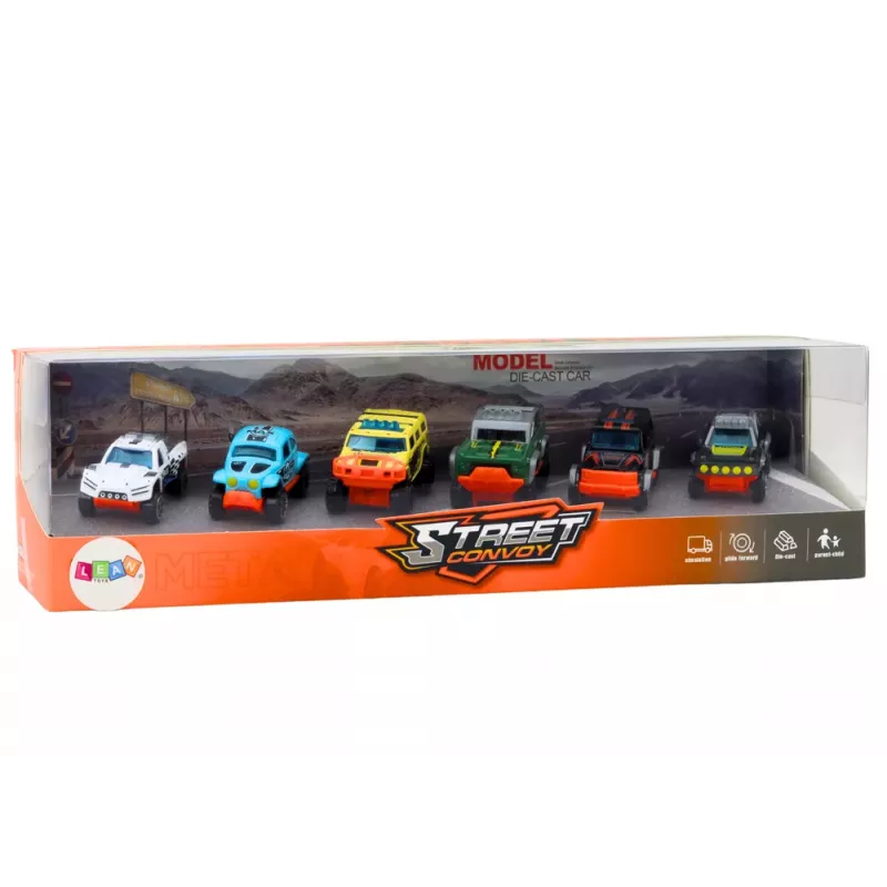 LEAN TOYS Metaliniai visureigiai 1:64, 6 vnt.