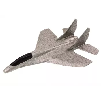 LEAN TOYS Styrofoam Fighter Plane With Slingshot Launcher Gray