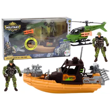 LEAN TOYS Military Set Military Combat Boat with Soldiers, Accessories & Sounds