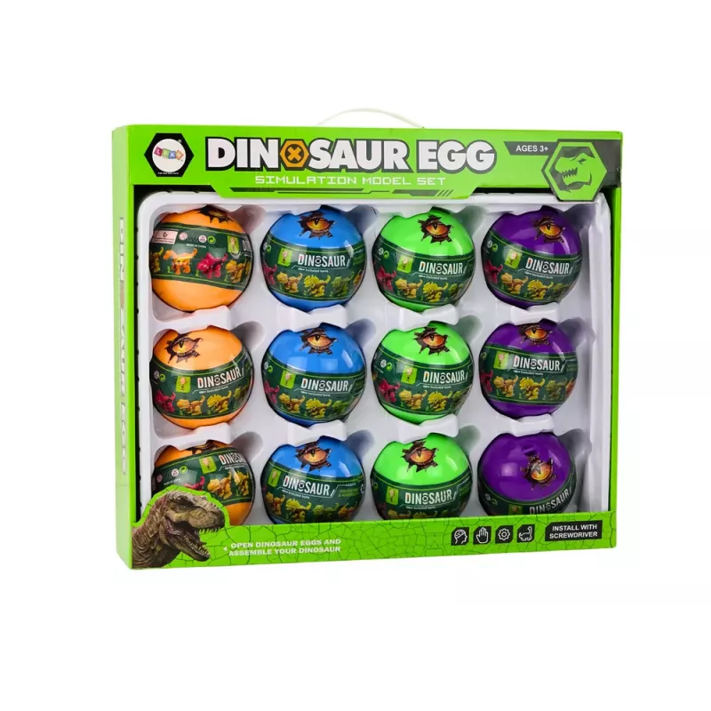 LEAN TOYS Dinosaur Rolling Eggs 12 Pieces Set Colorful