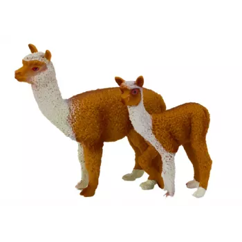 LEAN TOYS Figūrėlė Suaugusi Lama 8 cm su Jaunikliu 6 cm Gyvūnai Pasaulyje