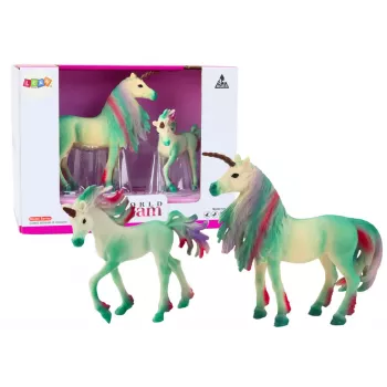LEAN TOYS Collectible Figurines Unicorn with Little Green 2 vnt.