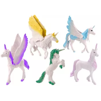 LEAN TOYS Set of Unicorn Pegasus Figures White Magic 6 vnt.