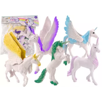 LEAN TOYS Set of Unicorn Pegasus Figures White Magic 6 vnt.