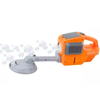 LEAN TOYS Soap Bubble Machine Lawn Mower Trimmer Two Liquids Orange