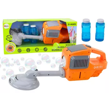 LEAN TOYS Soap Bubble Machine Lawn Mower Trimmer Two Liquids Orange
