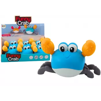 LEAN TOYS Bath Toy Wind-Up Crab Walks Swims Blue