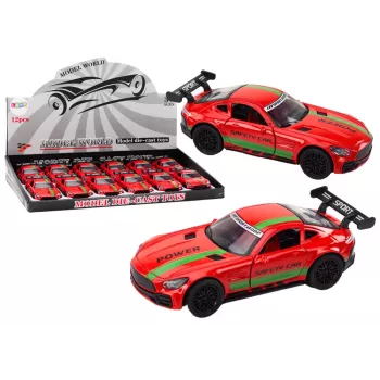 LEAN TOYS Sportinis automobilis 1:32 veikėjo figūrėlė su spoileriu, metalinis, raudonas, garsai